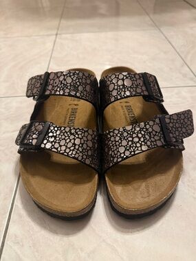 Birkenstock Metallic Pebble Two-Strap Sandals